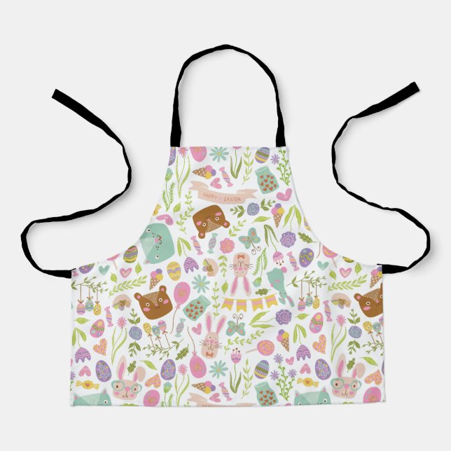Happy Oaster Bunny Floral Pattern Schürze (Vorderseite)
