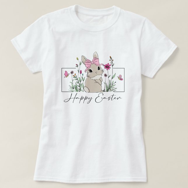 Happy Oaster Bunny Floral T-Shirt (Design vorne)