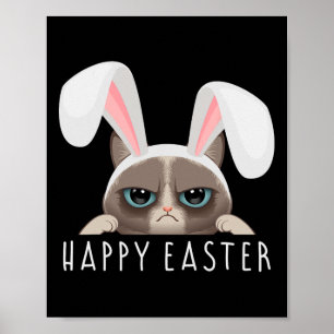 Happy Oaster Bunny Fun Pajama Dress Cat Party Rabb Poster