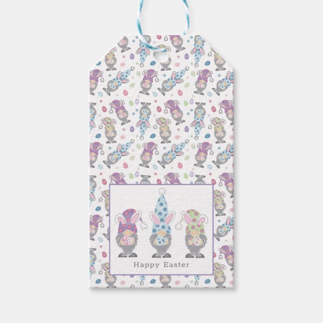 Happy Oaster Bunny Gnomes Geschenkanhänger (Vorderseite)