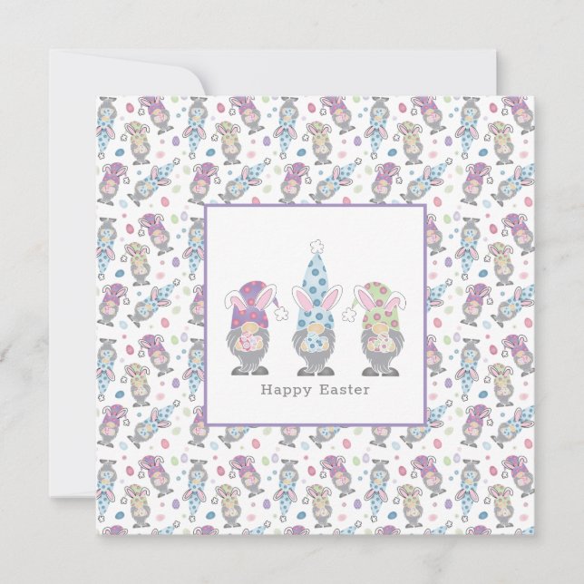 Happy Oaster Bunny Gnomes Karte (Vorderseite)