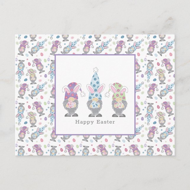 Happy Oaster Bunny Gnomes Postkarte (Vorderseite)
