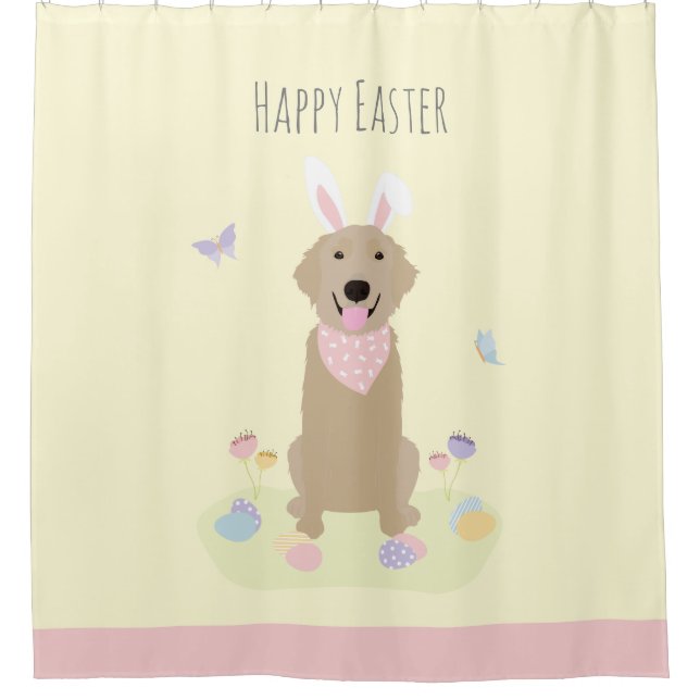 Happy Oaster Bunny Golden Retriever Duschvorhang (Vorderseite)