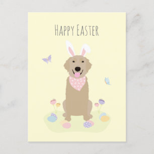 Happy Oaster Bunny Golden Retriever Postkarte