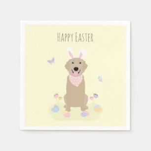 Happy Oaster Bunny Golden Retriever Serviette