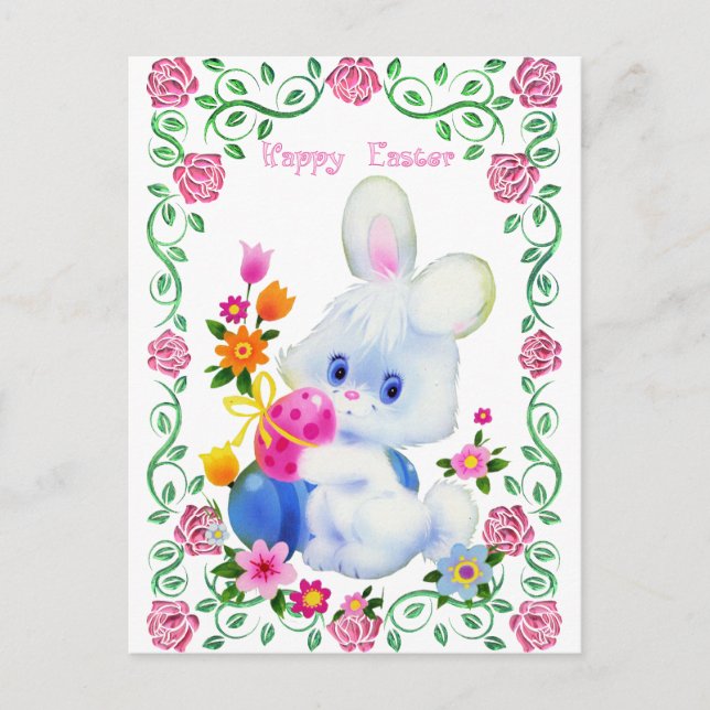 Happy Oaster Bunny Holiday Postkarte (Vorderseite)