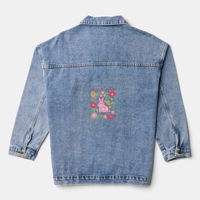 Happy Oaster Bunny Illustration Jeansjacke (Rückseite)