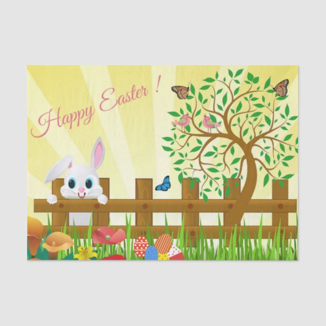 Happy Oaster Bunny Illustration Seidenpapier (Vorderseite)