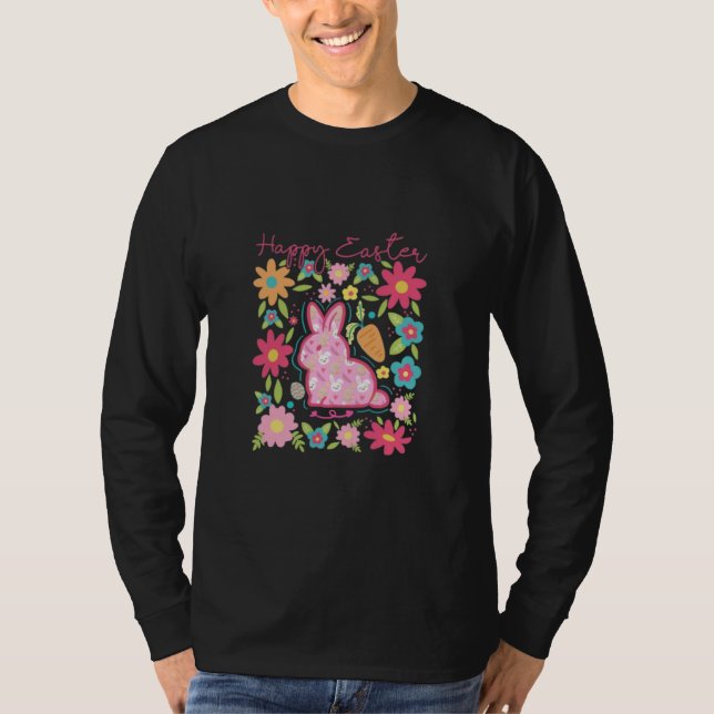 Happy Oaster Bunny Illustration T-Shirt (Vorderseite)