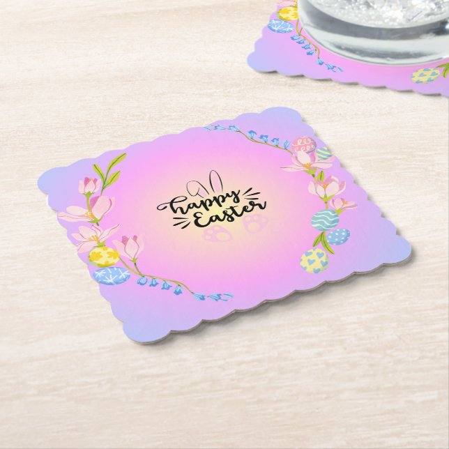 Happy Oaster Bunny Kontur Hübsch Pastel Untersetzer (angewinkelt)