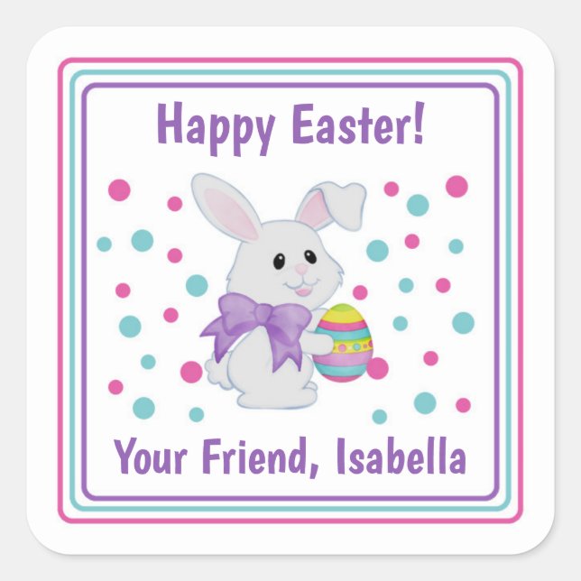 Happy Oaster Bunny Leckerei Bag Labels Quadratischer Aufkleber (Vorderseite)