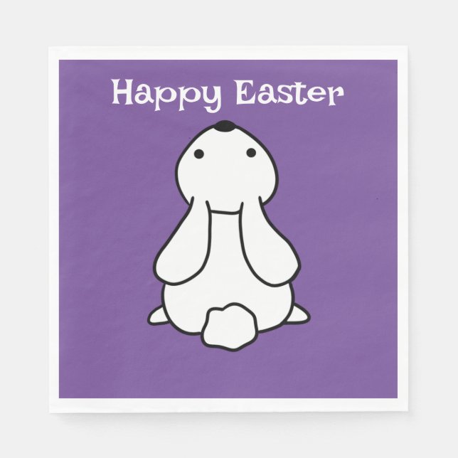Happy Oaster Bunny Lila Napkin Serviette (Vorderseite)