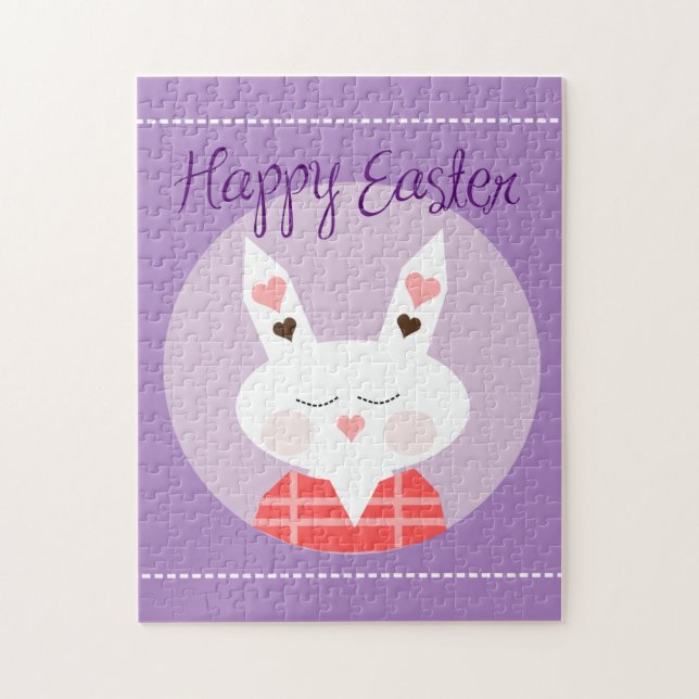 Happy Oaster Bunny Lila Puzzle (Vertikal)