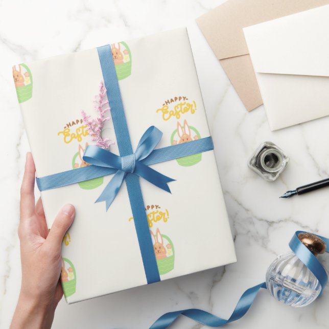 Happy Oaster Bunny Matte Wrapping Paper Geschenkpapier (Schenken)