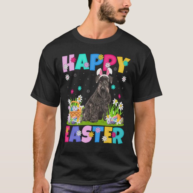 Happy Oaster Bunny Miniatur Schnauzer Dog Oster T-Shirt (Vorderseite)