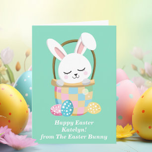 Happy Oaster Bunny Niedlich Custom Aquamarin Kids Karte