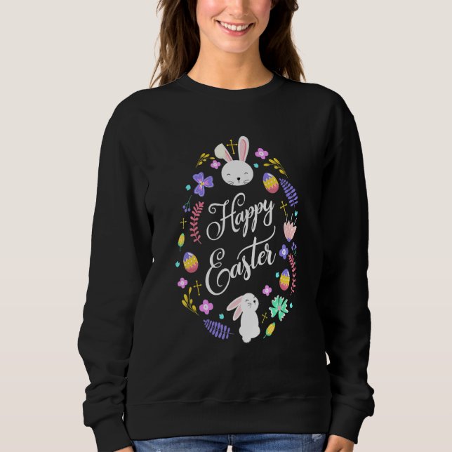 Happy Oaster Bunny Ostereier 1 Sweatshirt (Vorderseite)