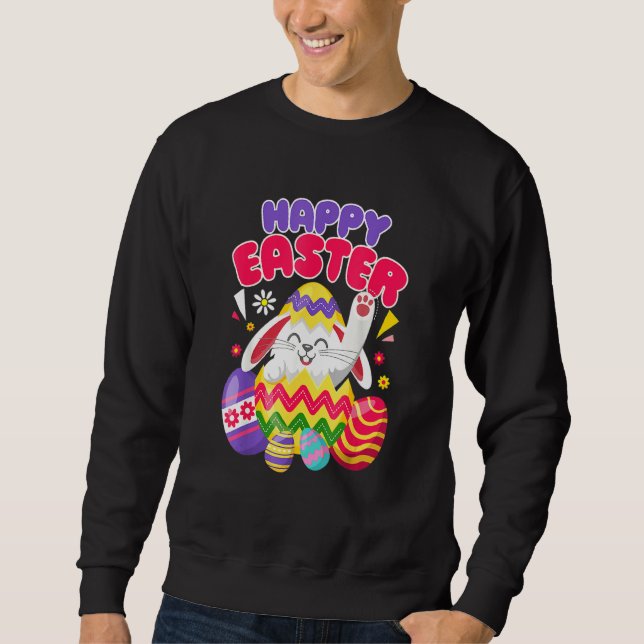Happy Oaster Bunny Ostereier Sweatshirt (Vorderseite)