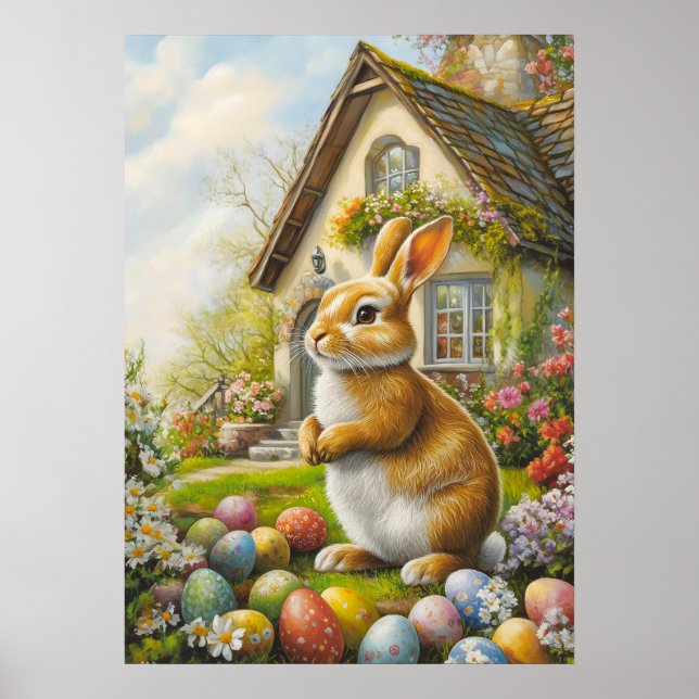 Happy Oaster Bunny Painting Poster (Vorne)