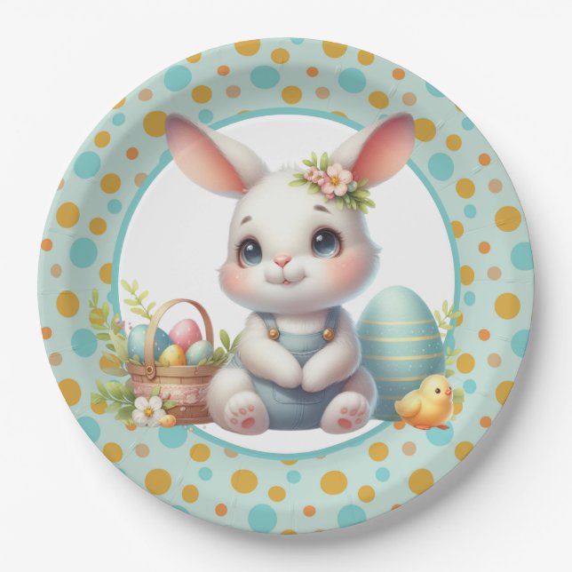 Happy Oaster Bunny Paper Plate Pappteller (Vorderseite)