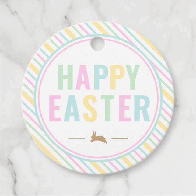 Happy Oaster Bunny Pastel Geschenkanhänger (Vorderseite)