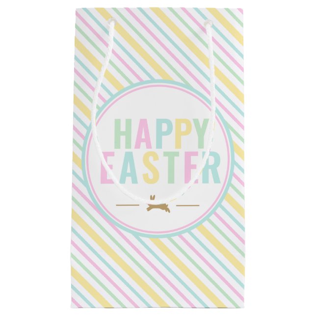 Happy Oaster Bunny Pastel Strip Kleine Geschenktüte (Vorderseite)