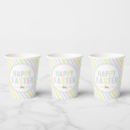 Happy Oaster Bunny Pastel Strip Pappbecher