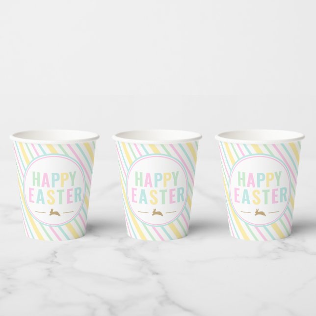 Happy Oaster Bunny Pastel Strip Pappbecher (Multi)