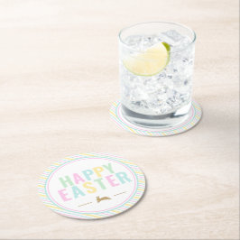 Happy Oaster Bunny Pastel Strip Runder Pappuntersetzer