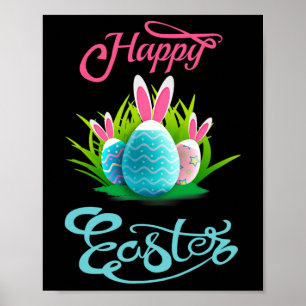 Happy Oaster Bunny Rabbit Eggs; Osterfrauen Poster