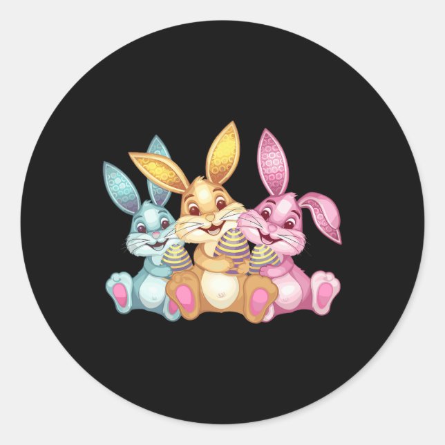 Happy Oaster Bunny Rabbit Funny Ostertag Runder Aufkleber (Vorderseite)