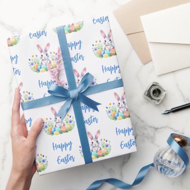 Happy Oaster Bunny Rabbit Geschenkpapier (Schenken)