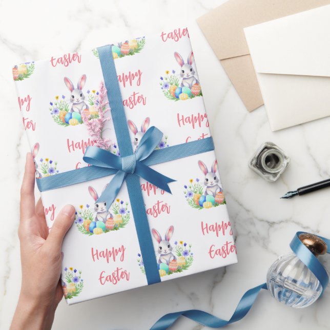 Happy Oaster Bunny Rabbit Geschenkpapier (Schenken)