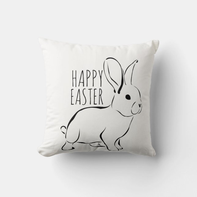 Happy Oaster Bunny Rabbit Minimalistisch Kissen (Vorderseite)