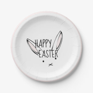 Happy Oaster Bunny Rabbit Pink Border Party Teller