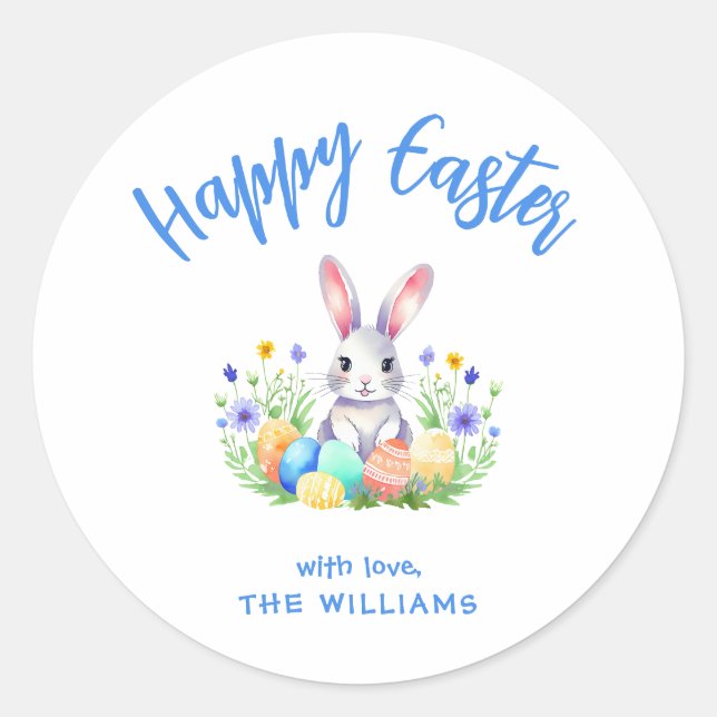 Happy Oaster Bunny Rabbit Runder Aufkleber (Vorderseite)