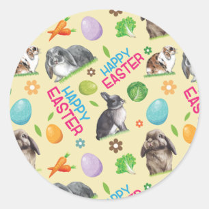 Happy Oaster Bunny Rabbit Runder Aufkleber
