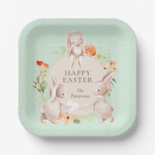 Happy Oaster Bunny Rabbits Personalisiert Pappteller