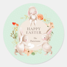 Happy Oaster Bunny Rabbits Personalisiert Runder Aufkleber