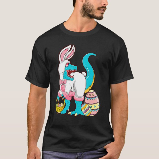 Happy Oaster Bunny Rex mit Eier Busket T-Shirt (Vorderseite)