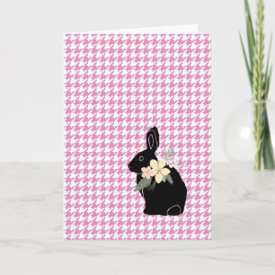 Happy Oaster Bunny Silhouette Blume Hahnentrittmus Karte