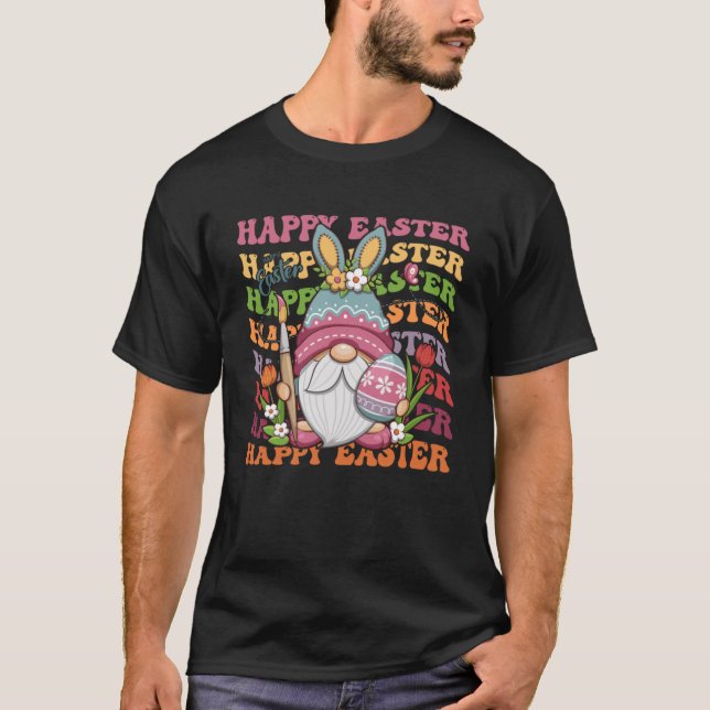 Happy Oaster Bunny Spring Gnome Geschenke Ostereig T-Shirt (Vorderseite)