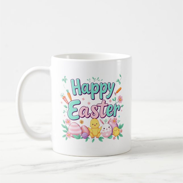 Happy Oaster Bunny Spring Ostereier Ostern Kaffeetasse (Links)