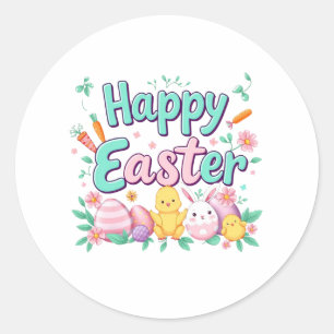 Happy Oaster Bunny Spring Ostereier Ostern Runder Aufkleber