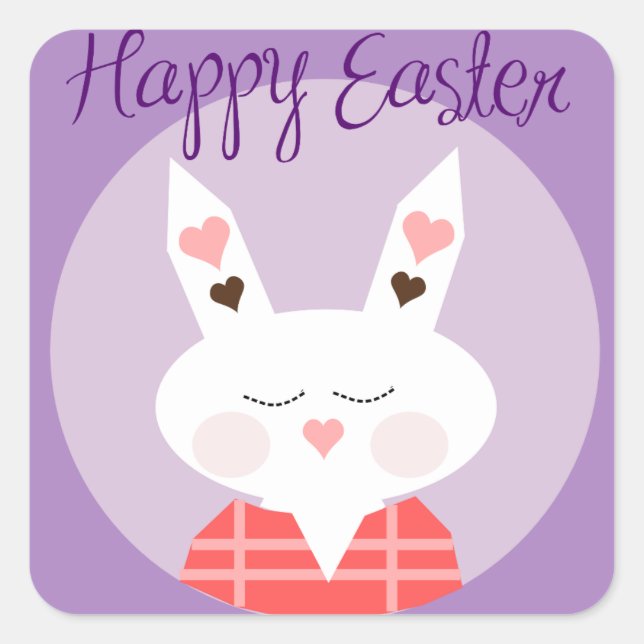 Happy Oaster Bunny Square Sticker (Vorderseite)