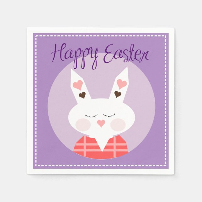 Happy Oaster Bunny Standard Cocktail Papier Napkin Serviette (Vorderseite)