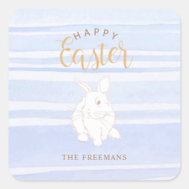 Happy Oaster Bunny Sticker Custom Blue Watercolor