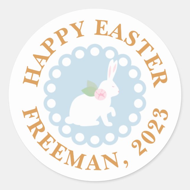 Happy Oaster Bunny Sticker - Kundenname (Vorderseite)