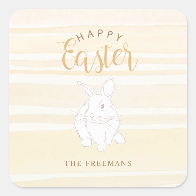 Happy Oaster Bunny Sticker Soft Yellow Watercolor (Vorderseite)