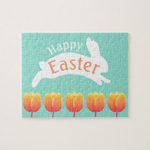 Happy Oaster Bunny & Tulips Puzzle